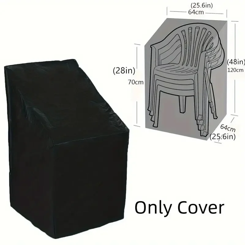1pc Heavy-Duty Stacking Outdoor Chair Cover,Fit for Metal/Plastic/Ladder-Back Chairs, Patio Furniture with Adjustable Drawstring