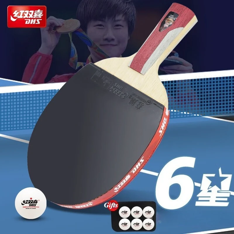 

DHS Table Tennis Racket Hurricane 3 Tin Arc Sticky Rubber Ping Pong Racket Professional 6 Star Pimples-in Pingpong Paddle Bat
