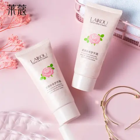LAIKOU 로즈 에센스 오일 핸드 크림, 피부 보습 영양, 상쾌한 스킨 케어, 로즈 베이스 핸드 케어 크림, 60g