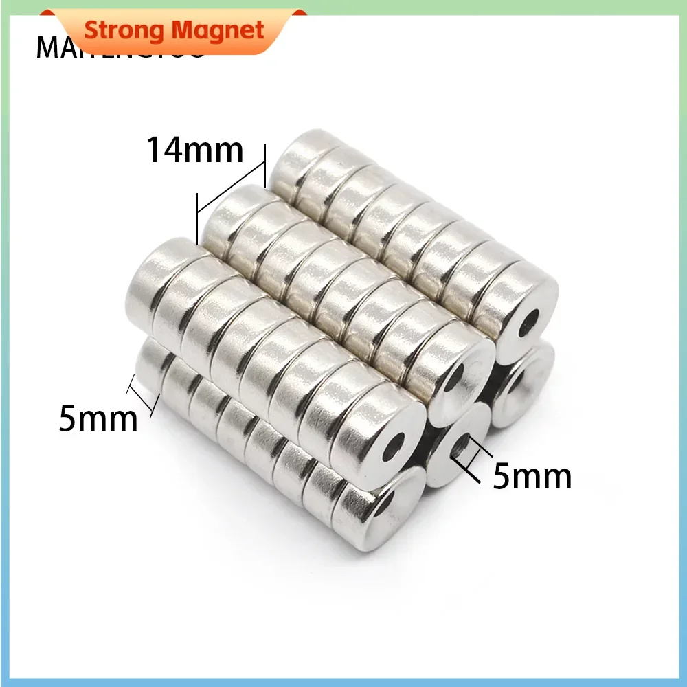 

10/20/50PCS 14x5-5mm Disc Strong Powerful Magnets Hole Countersunk Round Neodymium Magnet