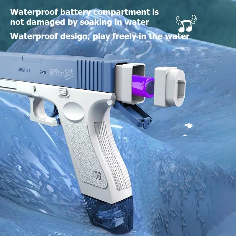 Pistola de agua eléctrica para niños, pistola de agua Glock de bombeo automático, absorción de agua inductiva, juguetes de natación al aire libre