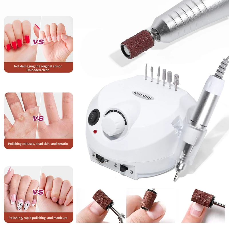 35000RPM Electric Nail Drill Professional Manicure Machine Nail Sander Set Nail Drill Bit Portable Nail Salon Polisher Equipment