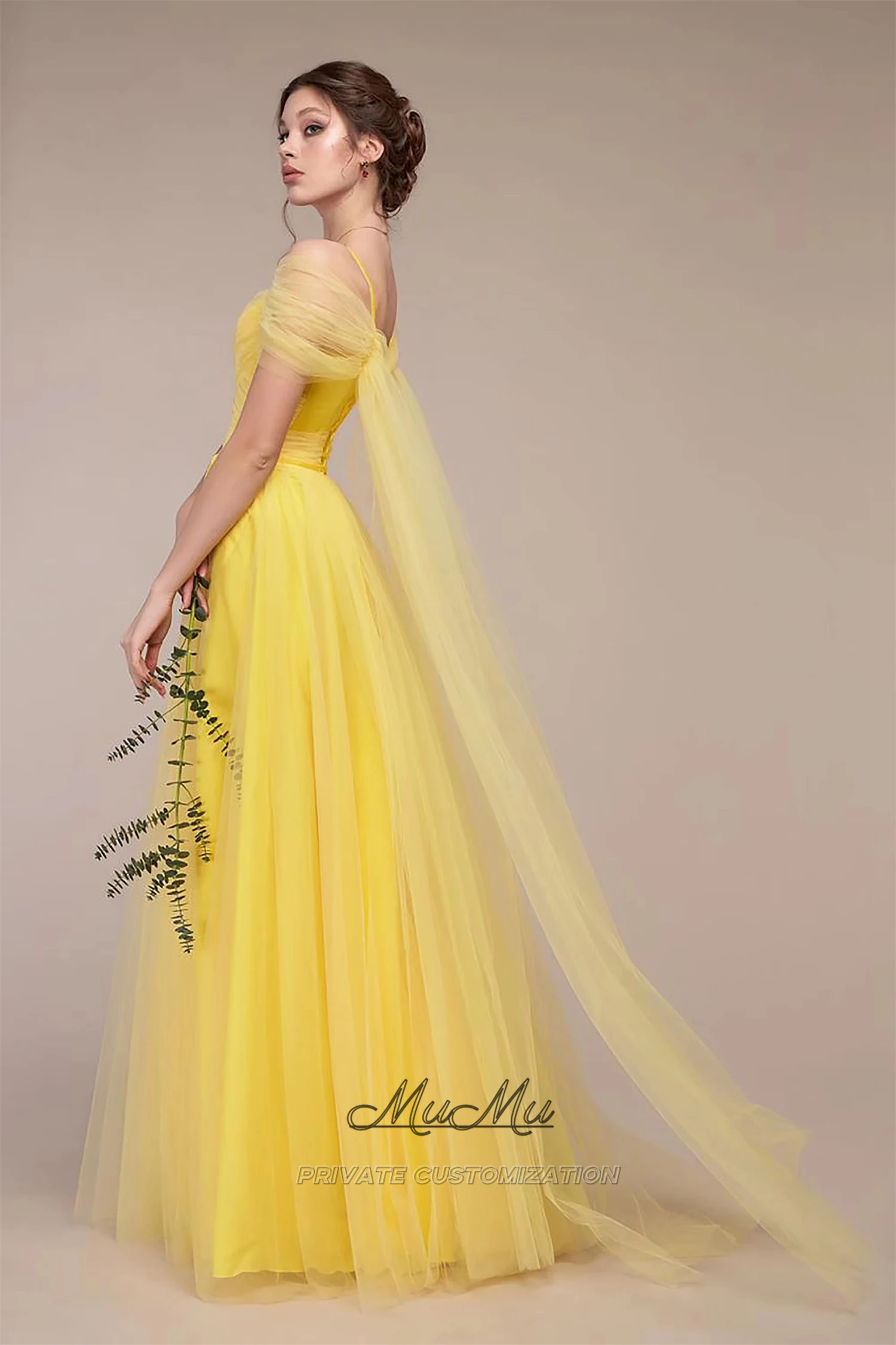 Mumu personalizado vestido de baile feminino vestido de noite elegante vestidos de festa vestido de formatura saia longa amarela participar de uma festa de aniversário