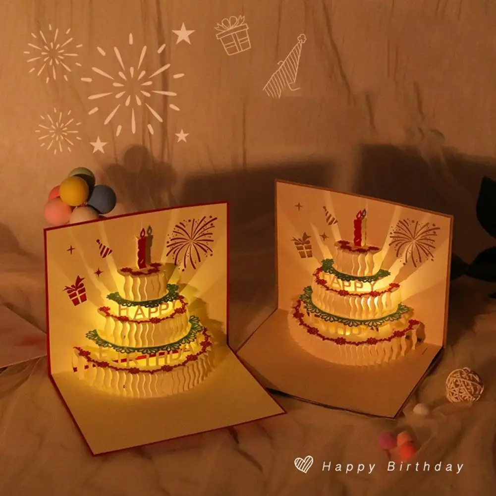 Festival Greeting Card Lightweight Happy Birthday Card Tear Resistant Good Texture  Useful Paper Art Greeting Card