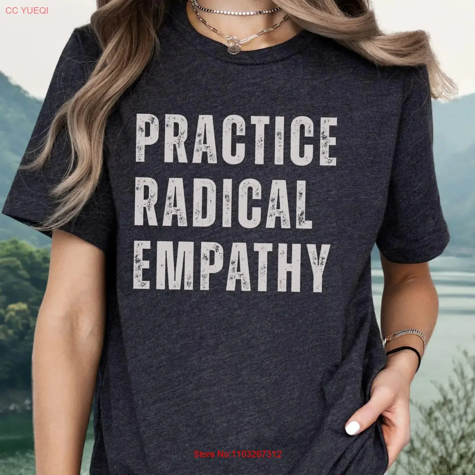 T-shirt « Pratiquez l'Empathie Radicale » – Affirmation Positive pour Enseignants, Thérapeutes, Activistes pour la Justice Sociale – Style Vintage