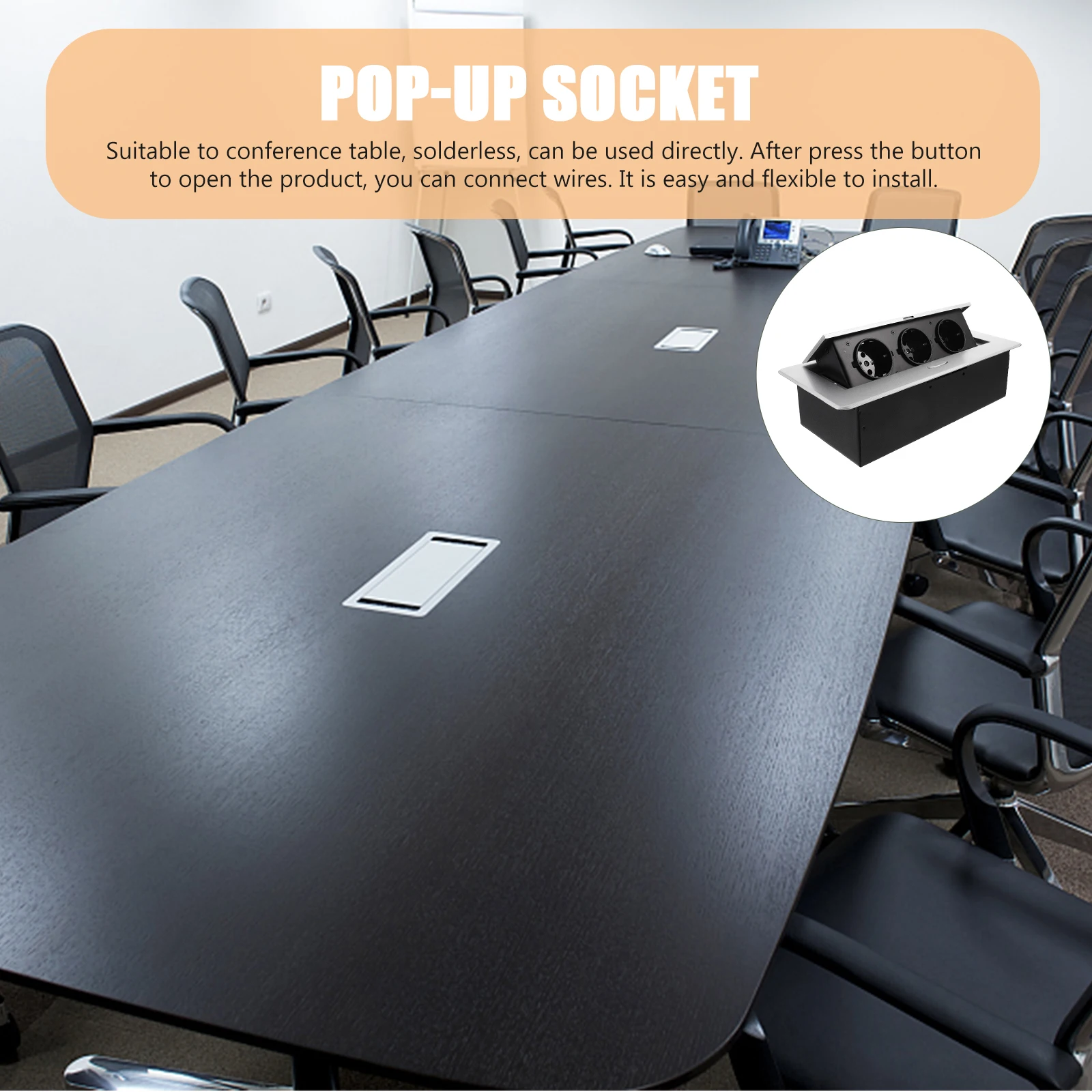 

Multimedia Connection Box Desktop Pop-Up Organizer For Conference Room Aluminum Alloy Electrical Outlet Box For