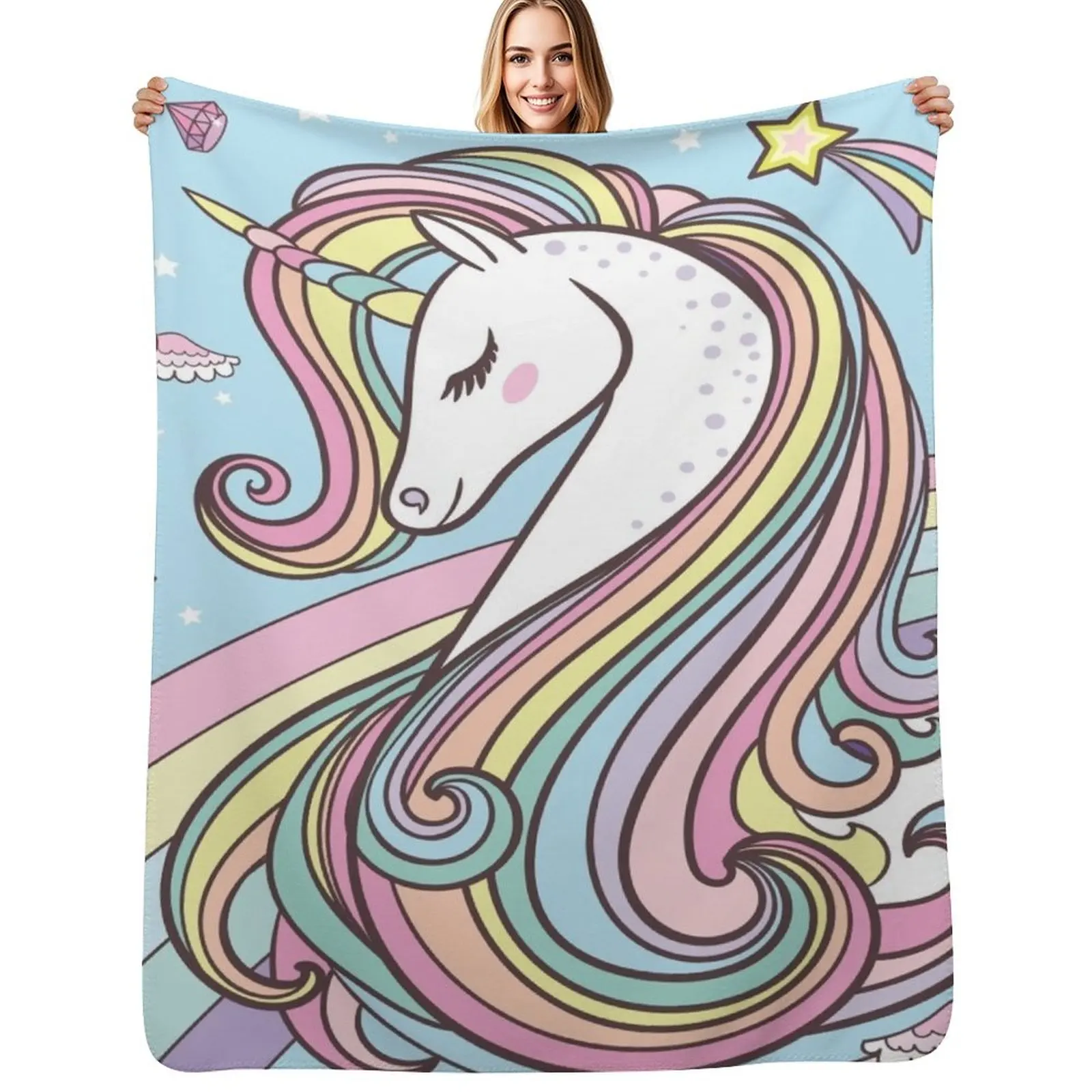 Unicorn Throw Blanket Multi Purpose Soft Warm Blanket for Home Travel