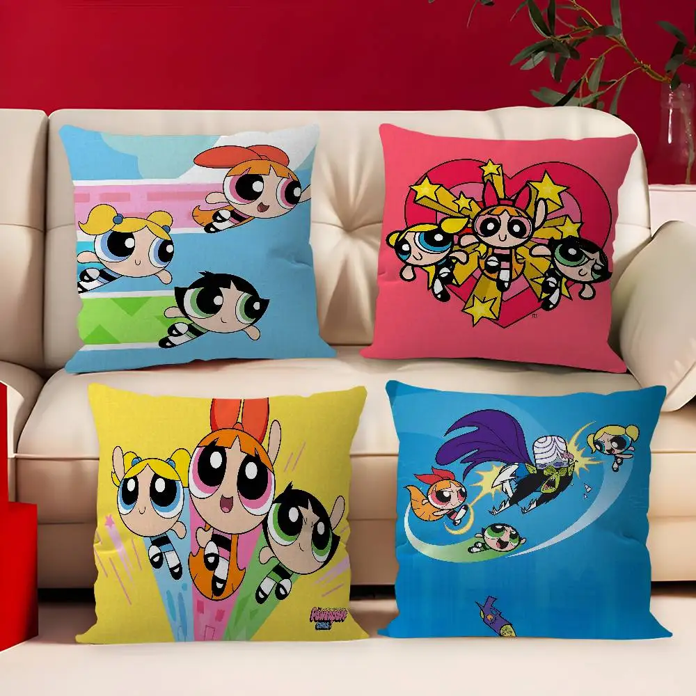 P-Powerpuff Anime G-Girls Pillow Gift Home Office Decoration Bedroom Sofa Car Cushion Cover case 45x45