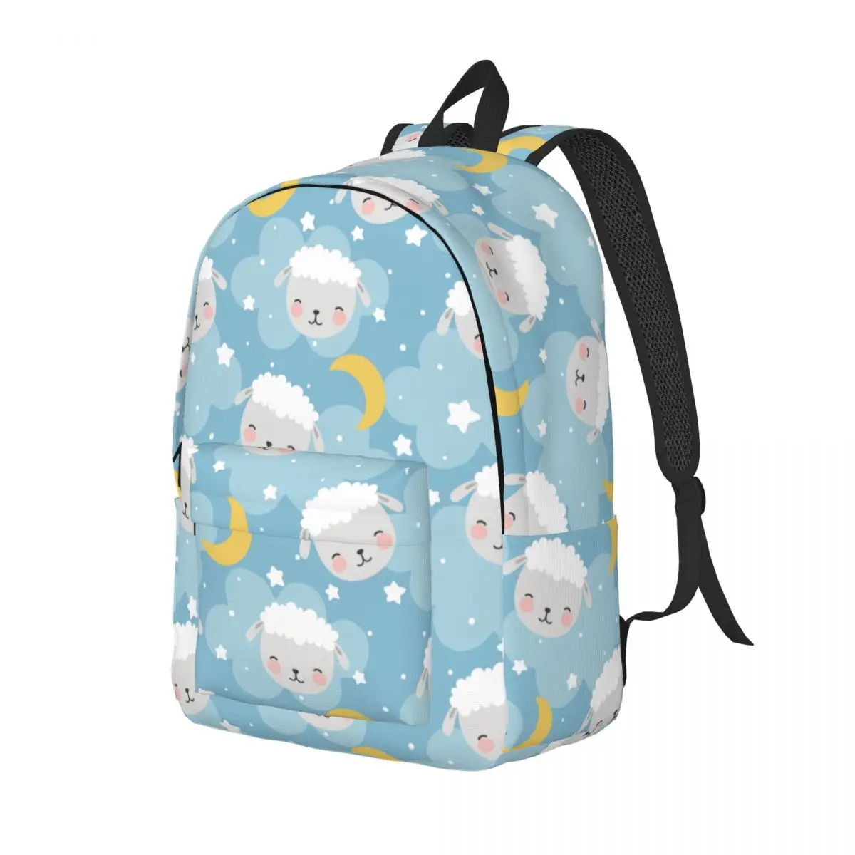 Cartoon Sleeping Sheep Bagpack for Student School Bookbag Sleepy Star Cloud Sheeps Canvas Daypack Elementary High College Hiking