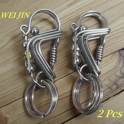 Stainless steel Stylish Keychain, Handmade Multilayer Curved Wire,Skull Mechanical Style Keyring, Men Backpack Trinket ,2pcs