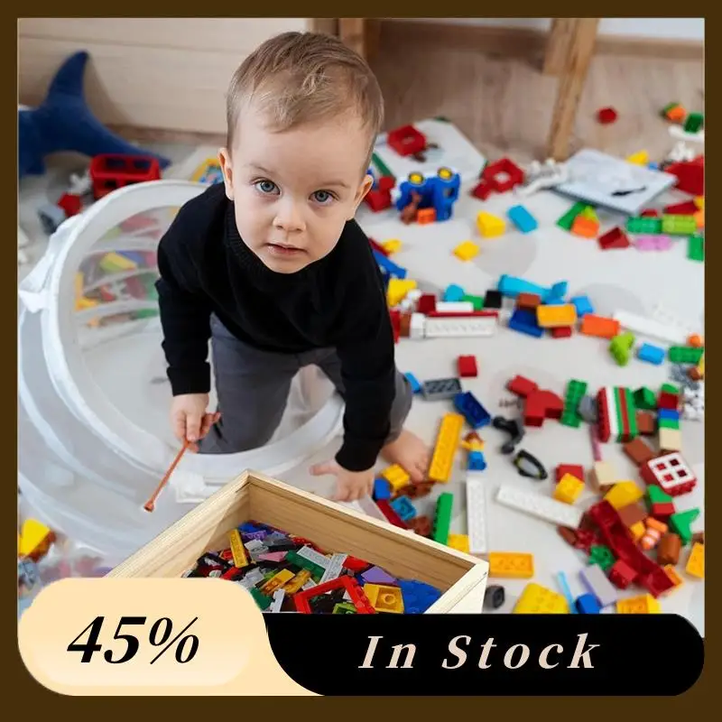 

A78K New Toy Storage Organizer, Building Blocks Box With Handle And Lids, Natural Wood Kids Child Toy Containers Display Chest