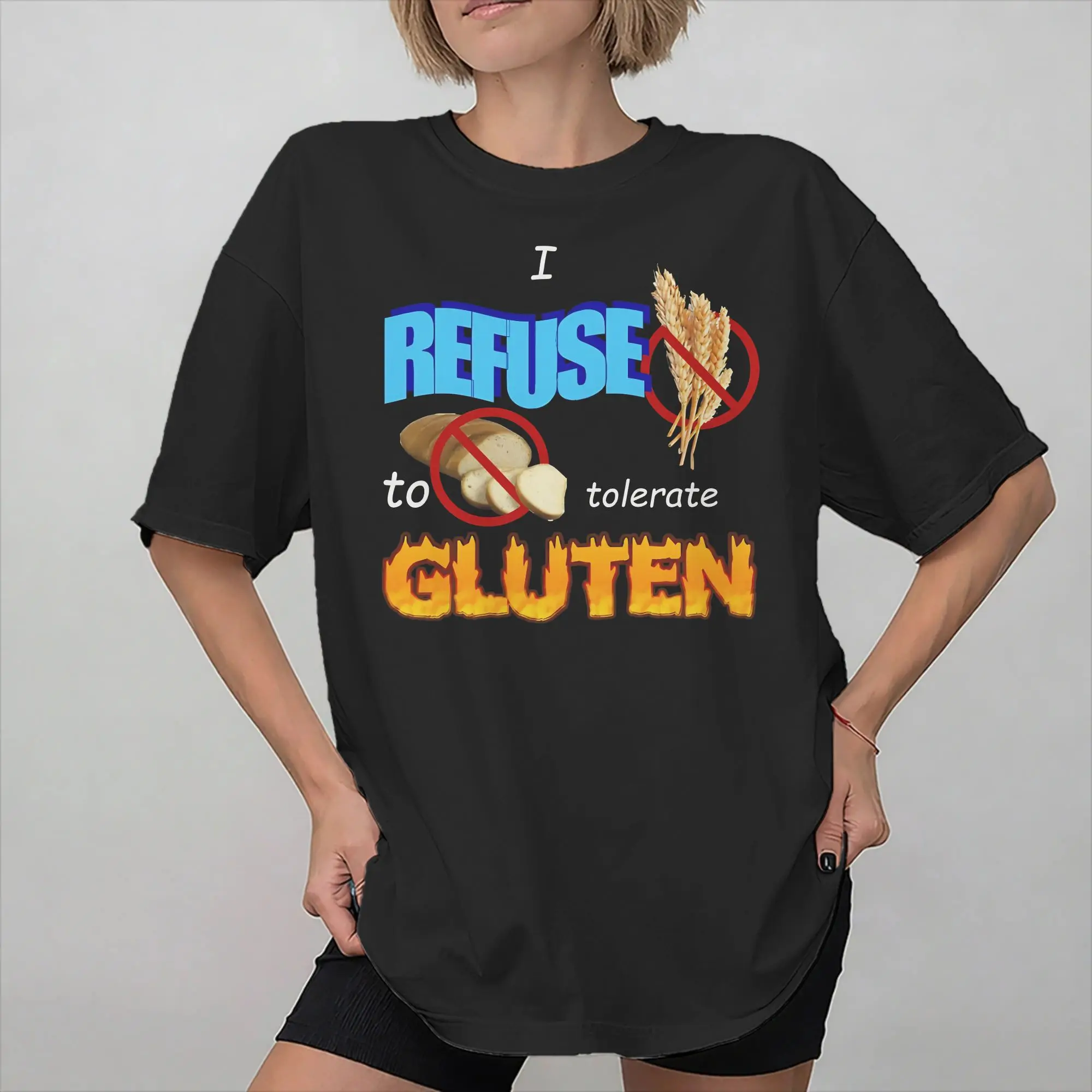 Men Women New Arrival I Refuse to Tolerate Gluten Meme T Shirt Tee 100% Cotton  T-shirts Clothes