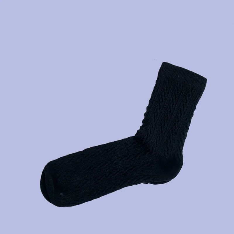 3/10 Pairs 2024 New Fashion Women's Middle-tube Causal Socks Thin Cute Twisted Solid Color Student Comfortable Stacked Socks