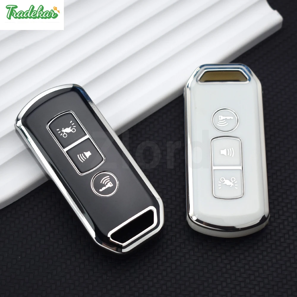 حافظة مفاتيح للتحكم عن بعد للدراجة النارية مكونة من 3 أزرار لهوندا 35111-KOR-V02 غطاء مفتاح بدون مفتاح #1