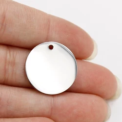 20Pcs/Lot Size 15mm 20mm Mirror Polish Stainless Steel Charms Round Stamping Blanks Charms For DIY Making Jewelry Necklace