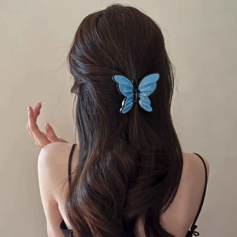 Women Vintage Butterfly Grab Clip Acrylic Shark Clip Premium Crab Hair Clip Plain and Simple Hair Claw Hair Accessories