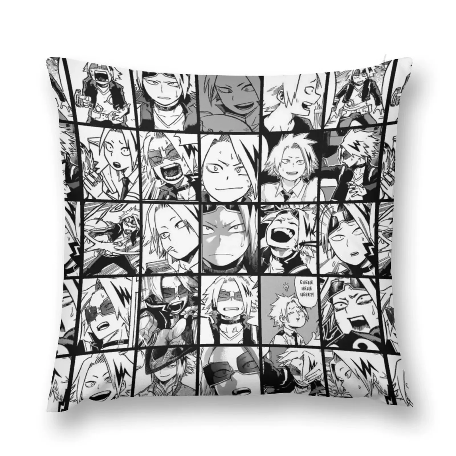 

denki - manga panels black and white version Throw Pillow home decor items Pillowcases pillow