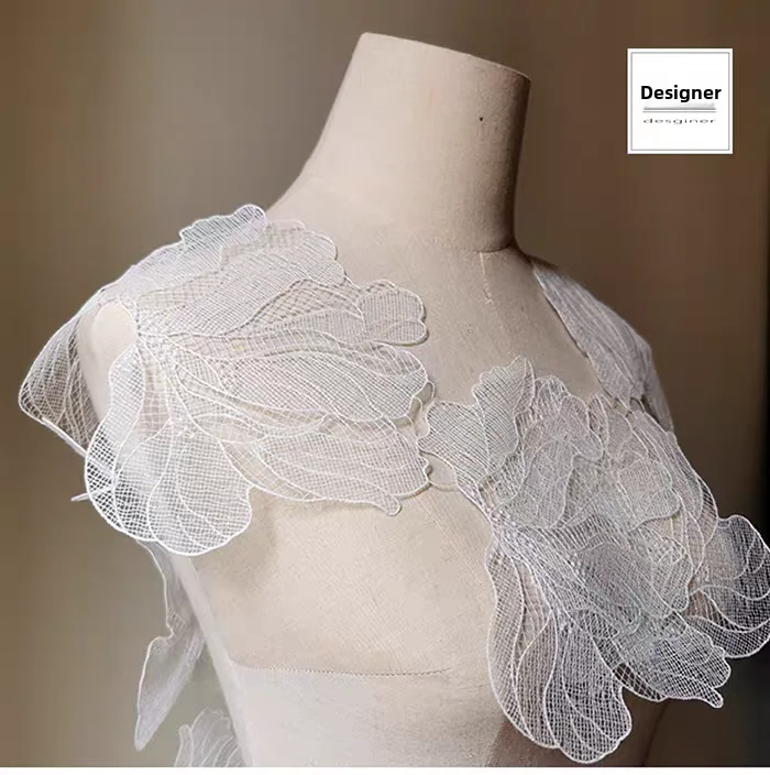 

Белая кружевная тесьма с вышивкой, ткань с узором, материал для домашнего декора, сказочный стиль, дворцовая система