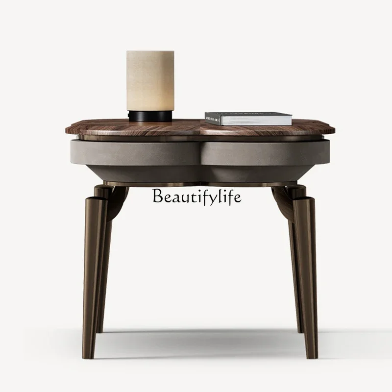 

pg45Italian light luxury edge table high-end black walnut round corner table