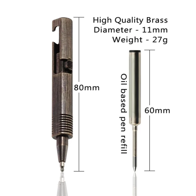 Mini bolígrafo de bolsillo para firma de negocios, bolígrafo táctico de latón Retro, herramientas de escritura EDC, papelería para estudiantes de