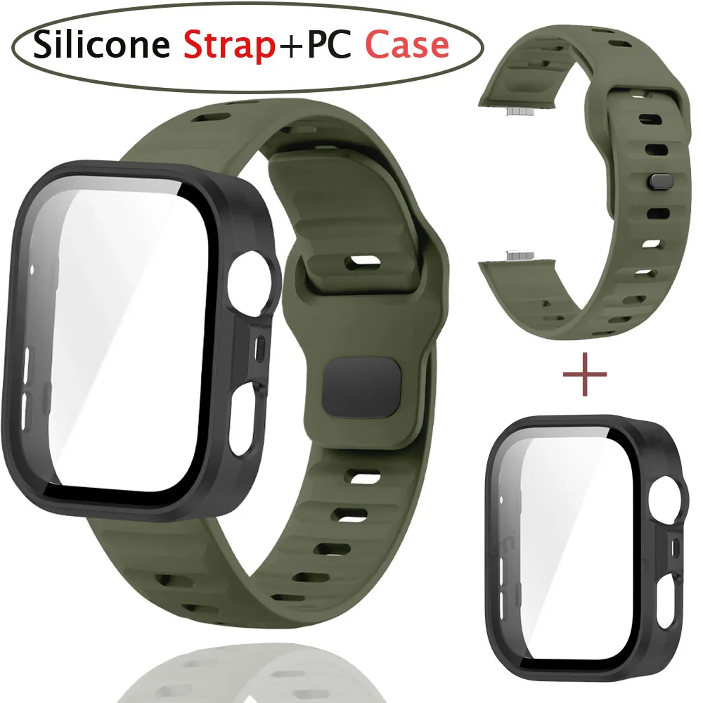 Pulseira de silicone macio + capa para pc, para huawei watch fit 4 fit 3, capa protetora antiarranhões, huawei watch fit 4pro, pulseira esportiva
