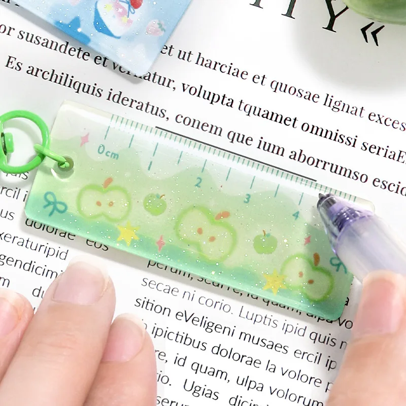 Child Loss Prevention Safety Ruler Mini Plastic Ruler Cute School Stationery Supplies for Kids Mini Ruler Keychain