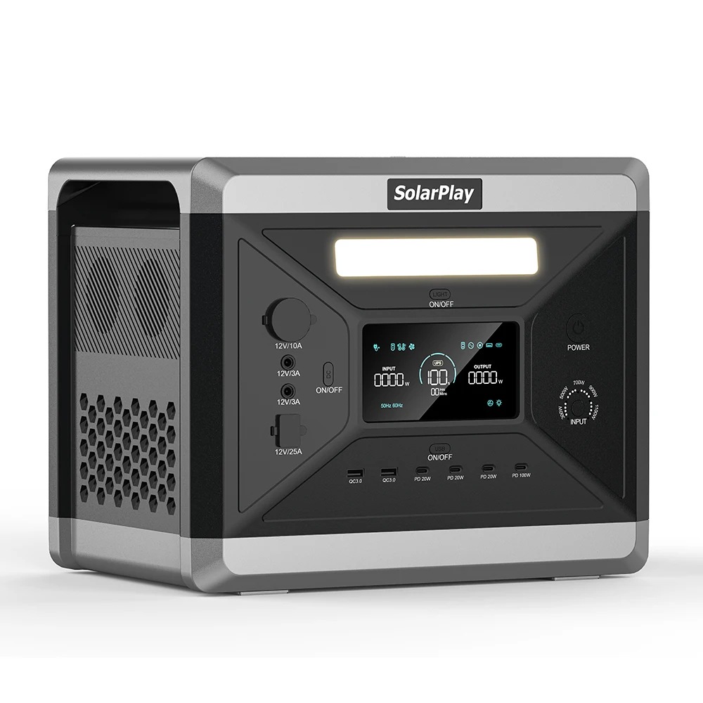 SolarPlay Q2501 2400W Portable Power Station 2160Wh LiFePO4 Solar Generator, 1.5H Fast Charge, 0.2s UPS, 14 Ports for Home Emergency Camping RV Off-Grid Job Site