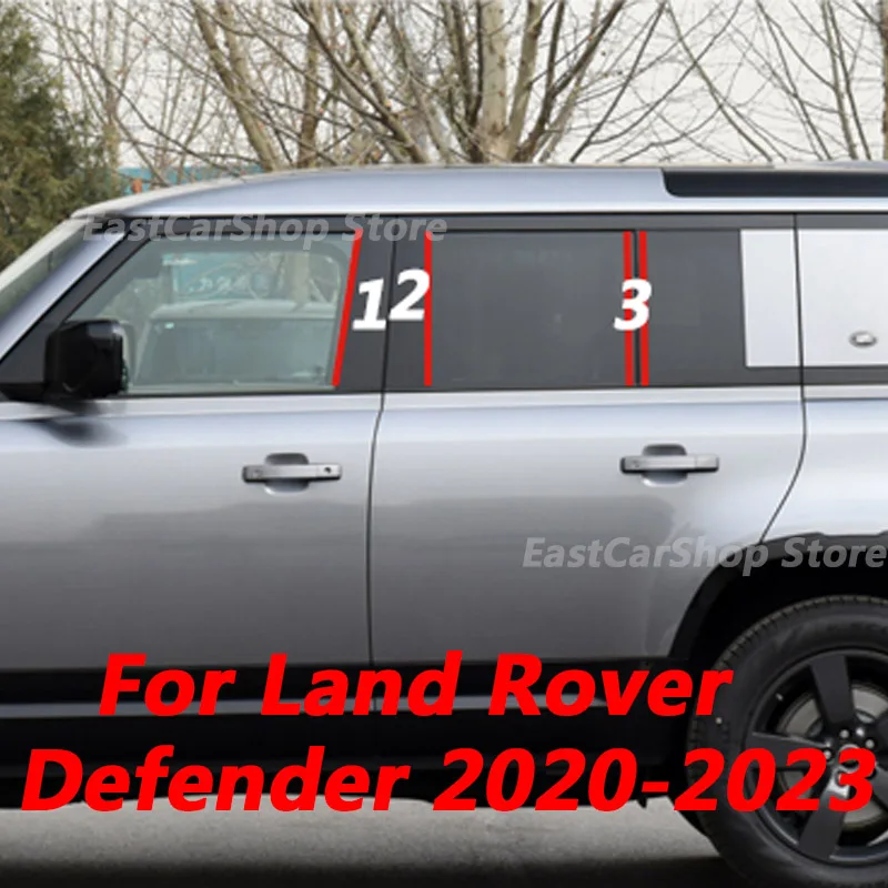 For Land Rover Defender 110 90 2020 2021 2022 Car Glossy Black Door Central Window Middle Column PC Pillar Accessories Cover