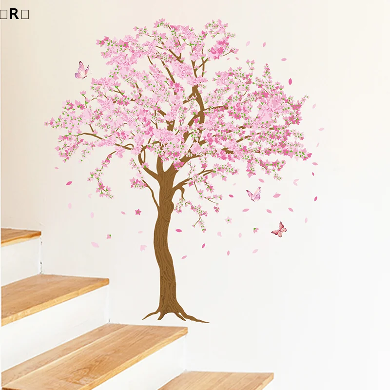 〔R〕Blumen, rosa Baum, Hintergrund, Wandaufkleber, Familie, Wohnzimmer, Treppe, Kinderzimmer, Dekoration, kann entfernt werden, Wandaufkleber