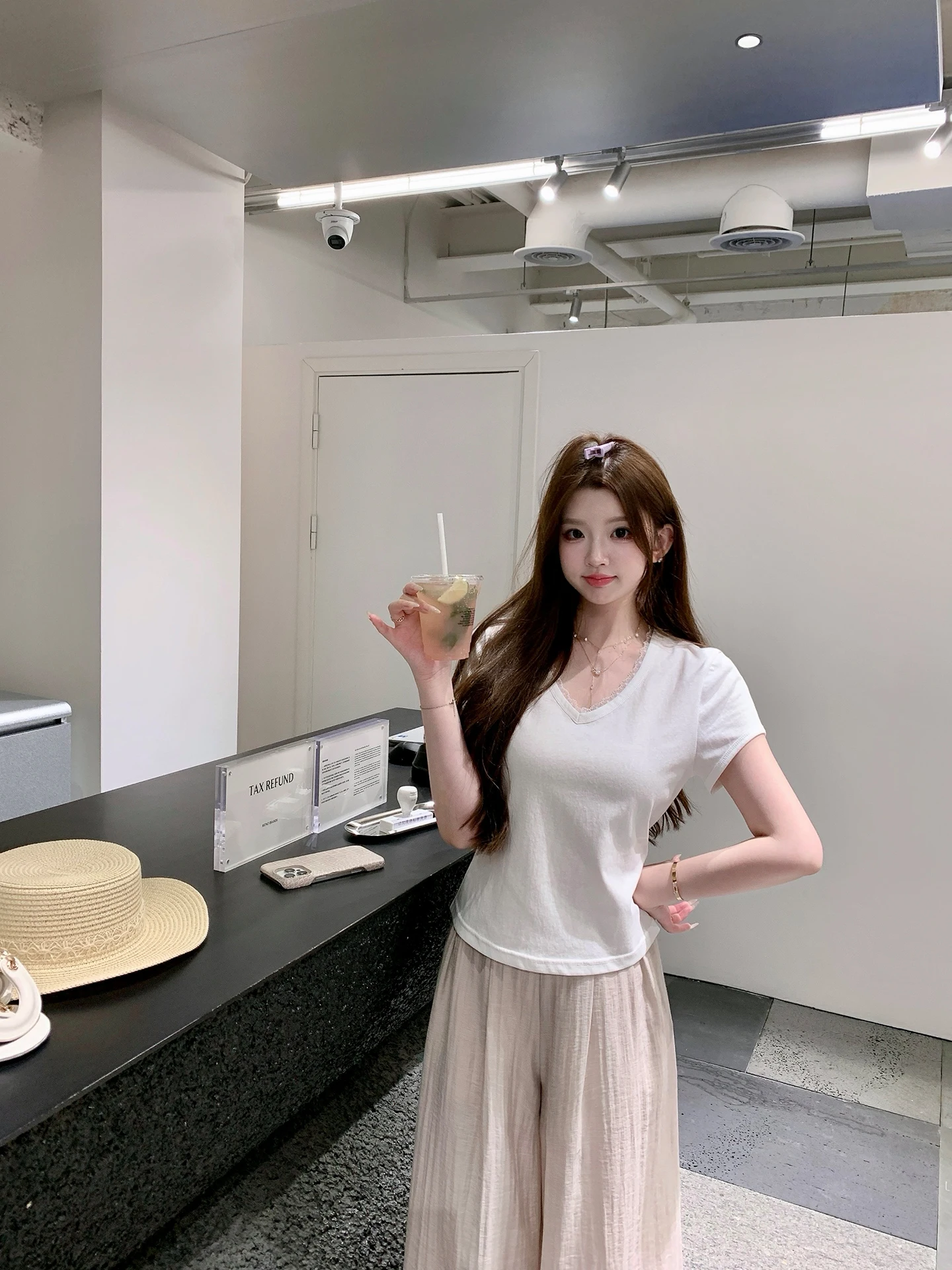 

Футболка Zhaobao Ni с кружевной отделкой на талии, женская, свободного кроя, летняя, стройнящая, комфортная, легкая, повседневная одежда