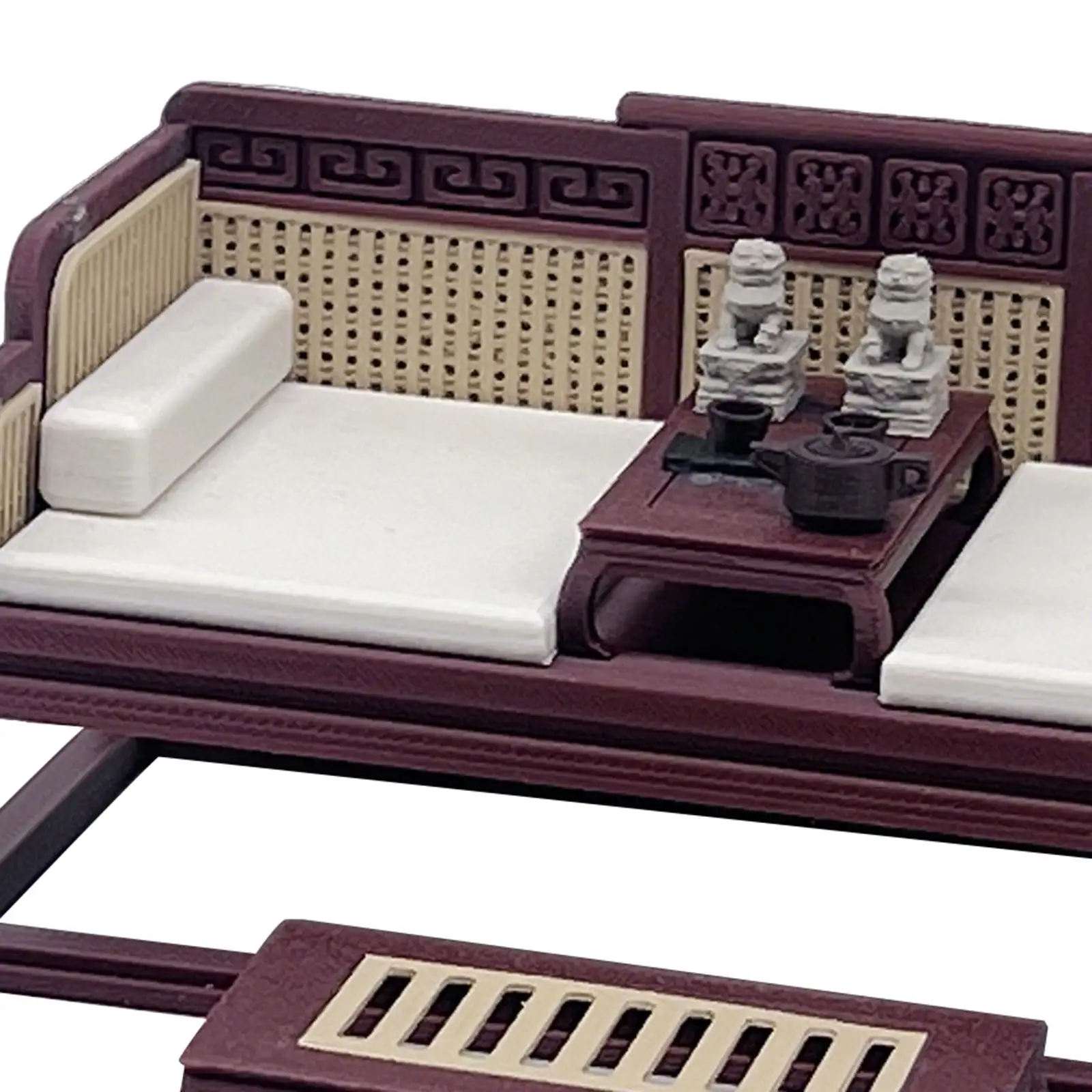 Modelo de cama Luohan chino en miniatura, manualidades de simulación a escala 1:12, escena de vida pequeña DIY, accesorios para casa de muñecas, juguete para juego de imitación para niños