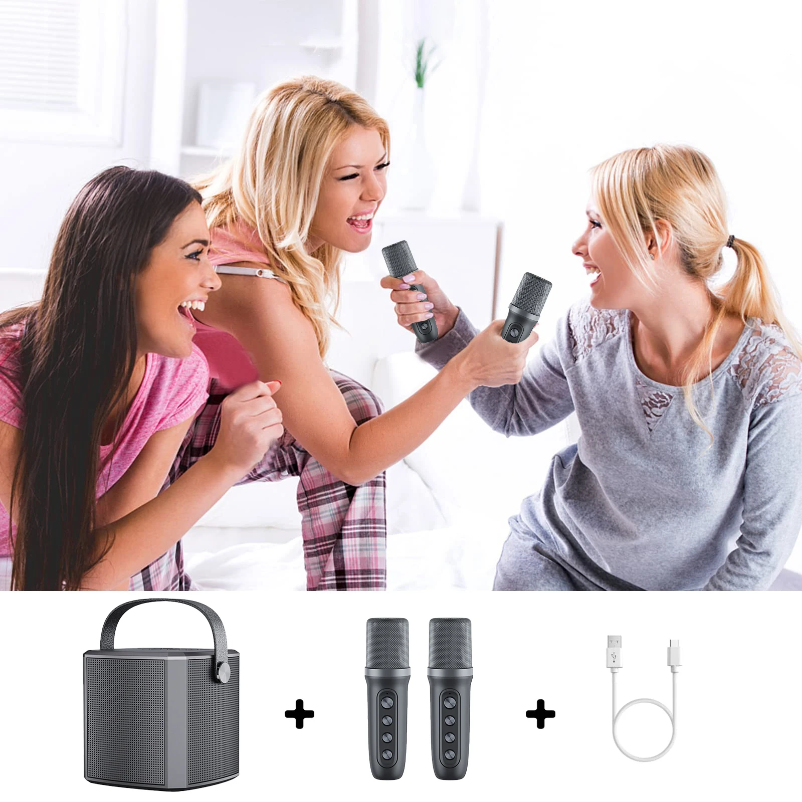 Máquina de Karaoke con micrófono inalámbrico para niños y adultos, sistema de altavoz Portátil con Bluetooth 5,3 PA, reproductor MP3, máquina de Karaoke para el hogar, nuevo