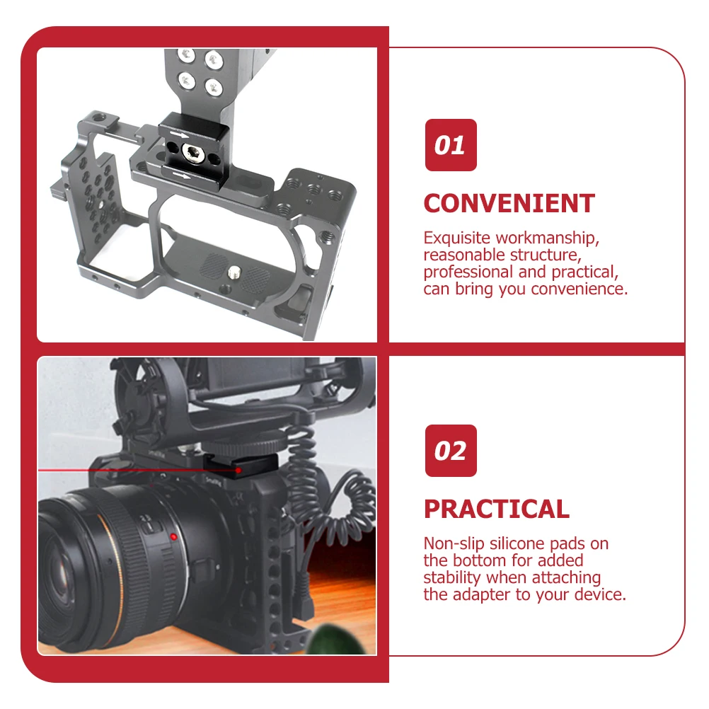 

1 set 1 Set Camera Cold Shoe Adapter For Dslr Monitor Flash Light Mount 1/4 Inch Threaded Holes Non-Slip Bracket For Camera