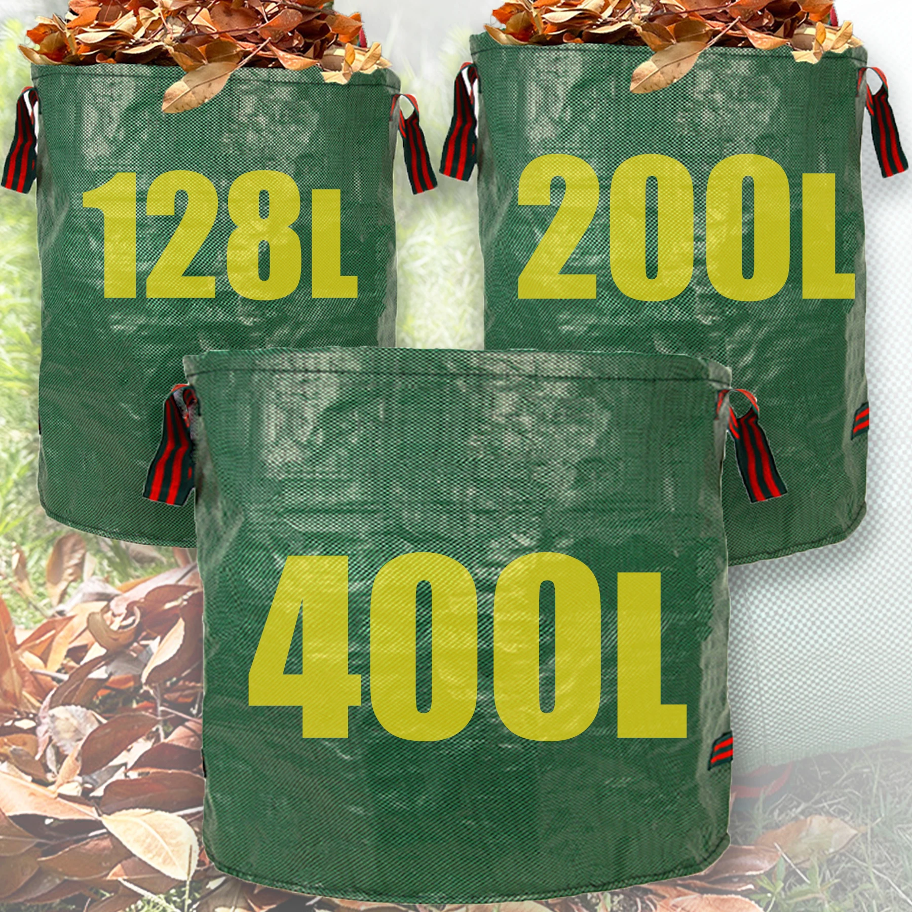 1Pack Reusable Garden Waste Bags，33.81/52.83/105.67gal,Waterproof Leaf and Debris Collection Bags for Outdoor,Camping,Foldable