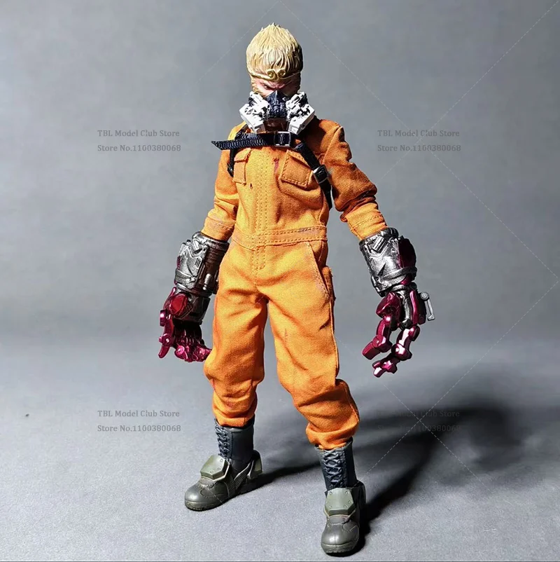 1/12 Scale Male Clothes Orange Integrated Workwear Distressed Style Jumpsuit For romankey ant 6-inch Action Figure Soldier