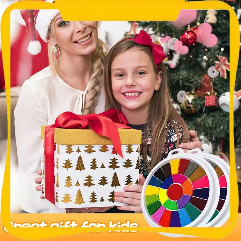 25 Colors Ink Pads With 30 Paint Pages, Washable DIY Stamp Pad, Non-Toxic Finger Painting Set 2 Pack