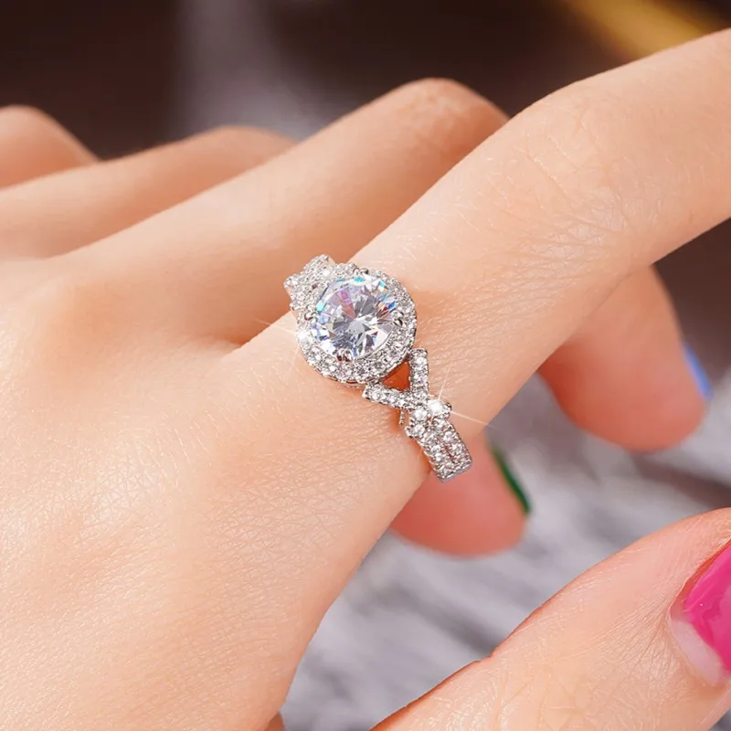 Caoshi elegante Frauen Vorschlag Ring mit brillanten Zirkonia Mode Silber Farbe Finger Accessoires für Verlobung zeremonie