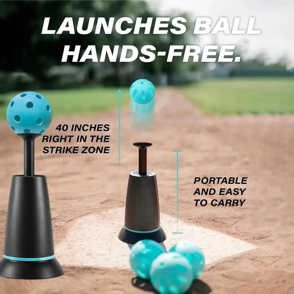 High-quality Auto Pop Up Baseball Hitting Trainer Solo Practice Batting Aid with 3 Balls Hands-Free Baseball Pitching Machine