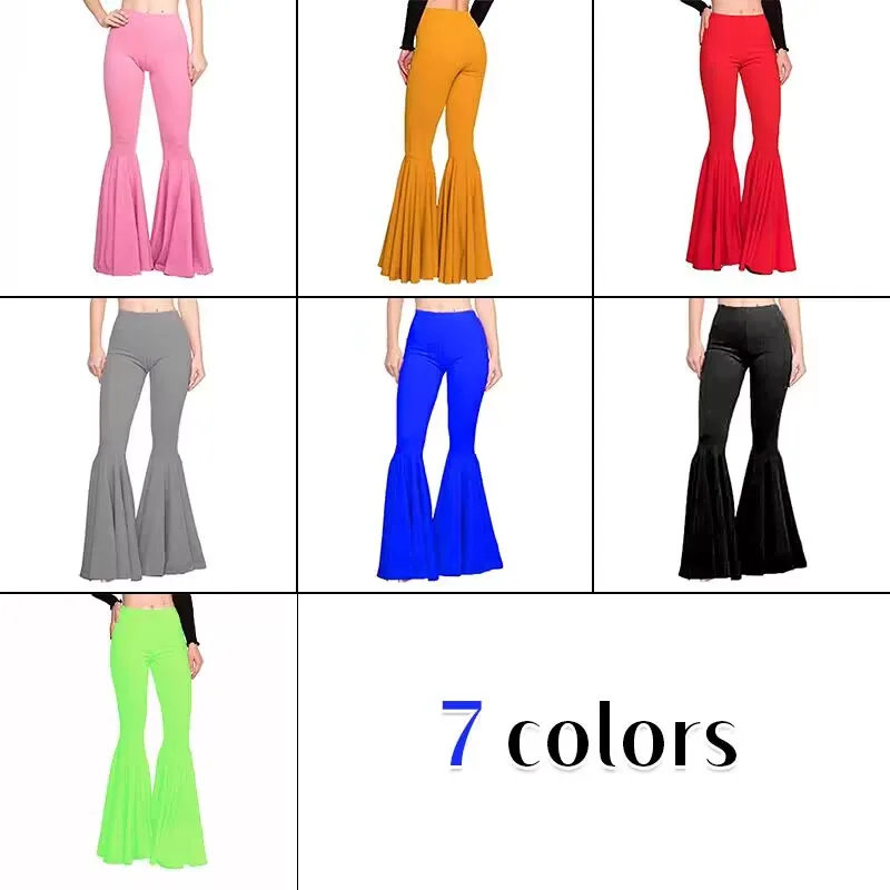 Women High Waist Skinny Flare Pants Slim Fit Stretchy Trousers Yoga Flared Pants Streetwear Lady Bodycon Sexy Bell Bottom Tights