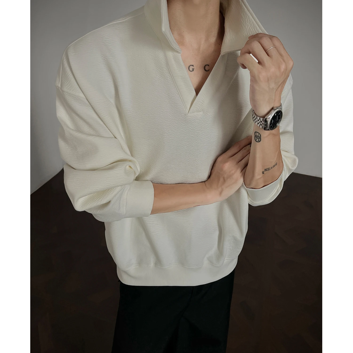 Long sleeve t Shirt men 2025 Arrival Men Polo Shirt Solid Color Casual Relaxed Fit Collar Tops Autumn Fall Fashion Mens Clothing