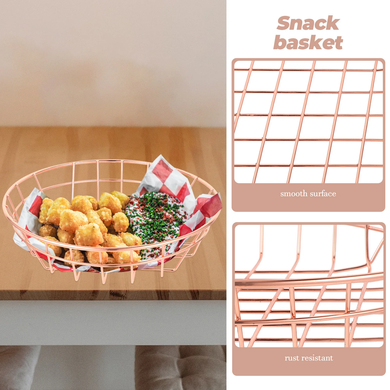

Fast Food Basket Iron Wire Large Capacity French Fries Storage Snack Basket Fried Chicken Container Multi-Purpose Food Tray