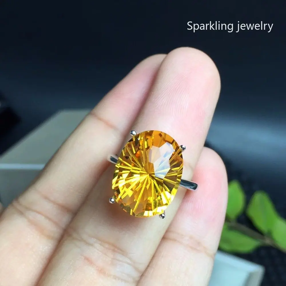 Natural Brazilian Citrine Ring The Most Dazzling Gem Stone The Lady Favorite 925 Sterling Silver Luxury