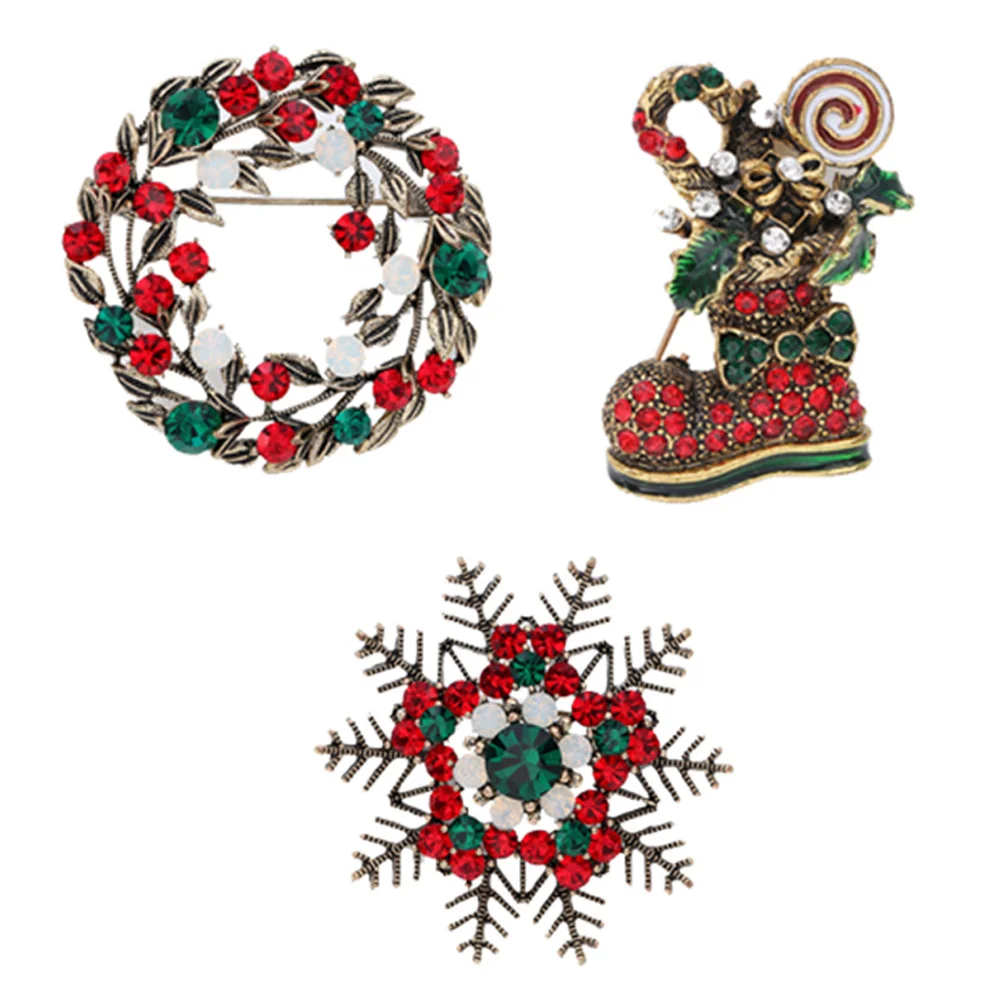 3 قطعة مجموعة بروش سبيكة ندفة الثلج التمهيد دبوس الرجعية عيد الميلاد زي الإكسسوار نمط الأزياء والمجوهرات عطلة حزب التبعي ديكور