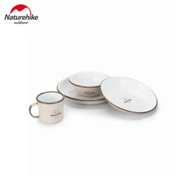 Naturehike Picnic Enamel Tableware Outdoor Camping Plates Cup Bowls Lightweight Camping Equipment Tour Durable Easy To Clean