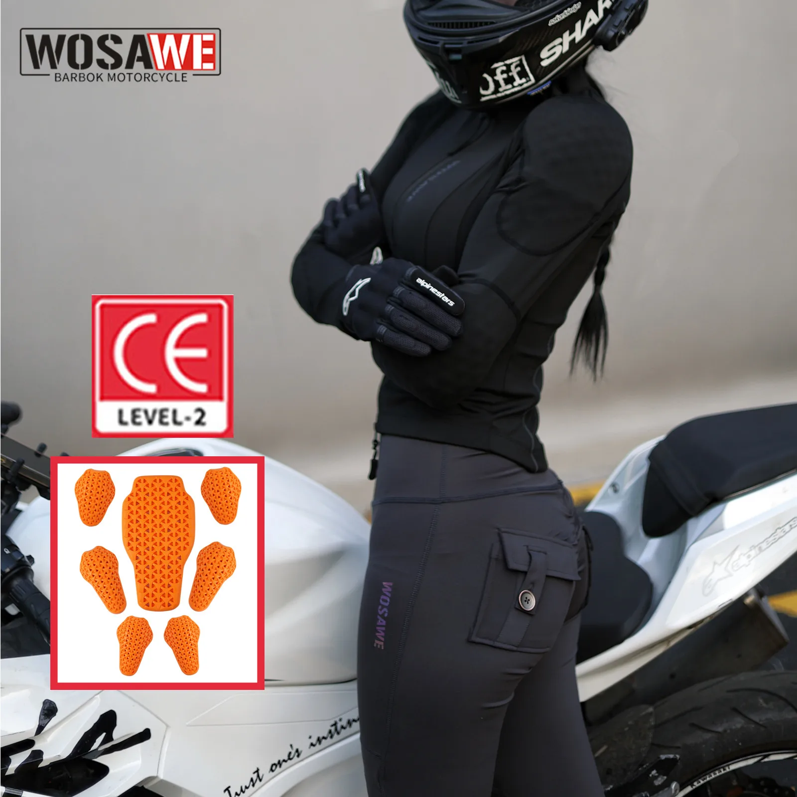 

WOSAWE Women Motorcycle Jacket CE Approved Motorcycle Body Armor Summer Downhill Motorbike Protection Moto Racing Clothing