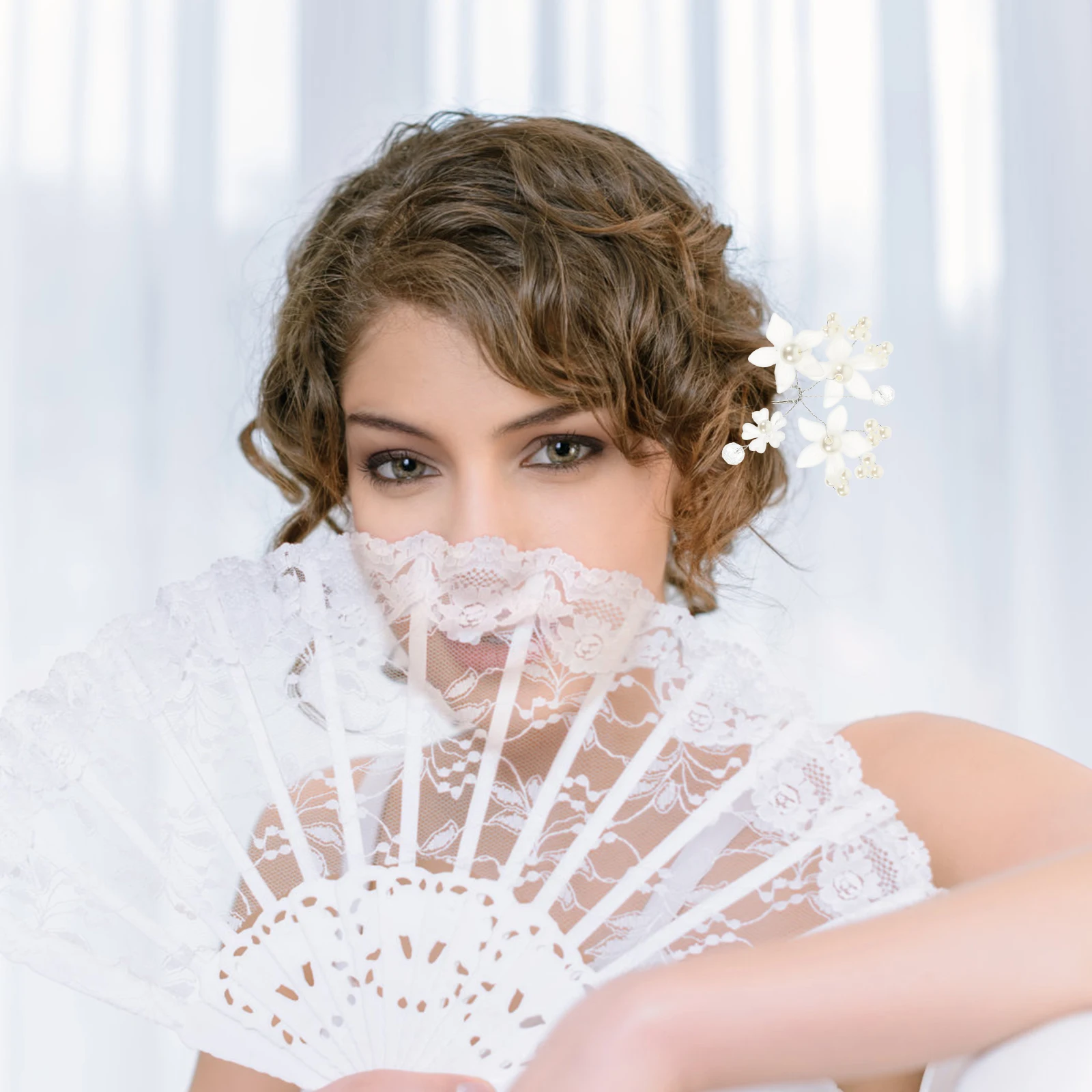 

4pcs Red Pearl Flower Hair Pins Bridal Accessories Wedding Bridesmaid Hairpieces Decorative U Shape Clips For Women