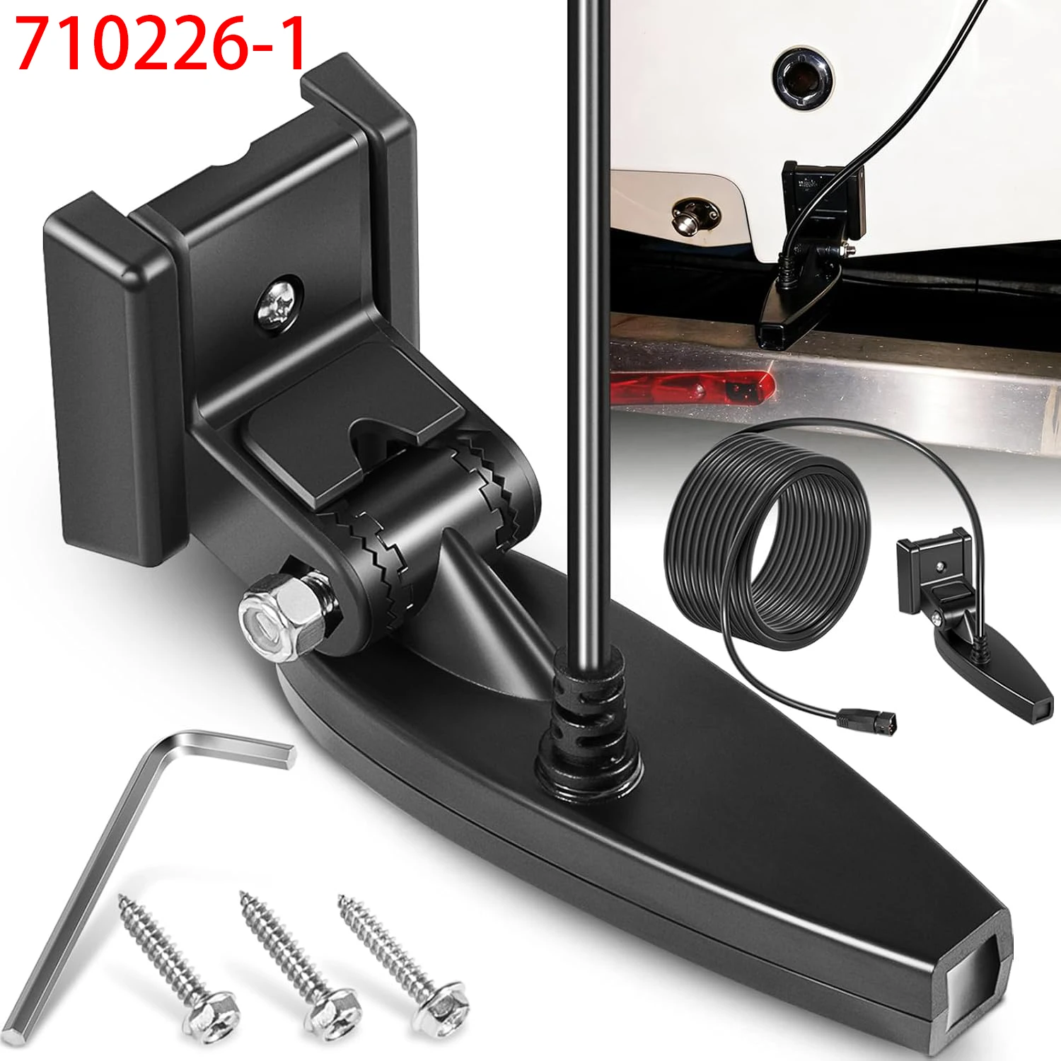 TML 710226-1 XNT 9 DI T Transom Transducer for Humminbird Helix/PiranhaMAX/Legacy Down Imaging models with Dual Beam Sonar