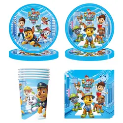 Neue Paw Patrol Geburtstag Dekoration Party Einweg Geschirr Set Tassen Teller Chase Hund Luftballons Party Liefert Für Baby Dusche