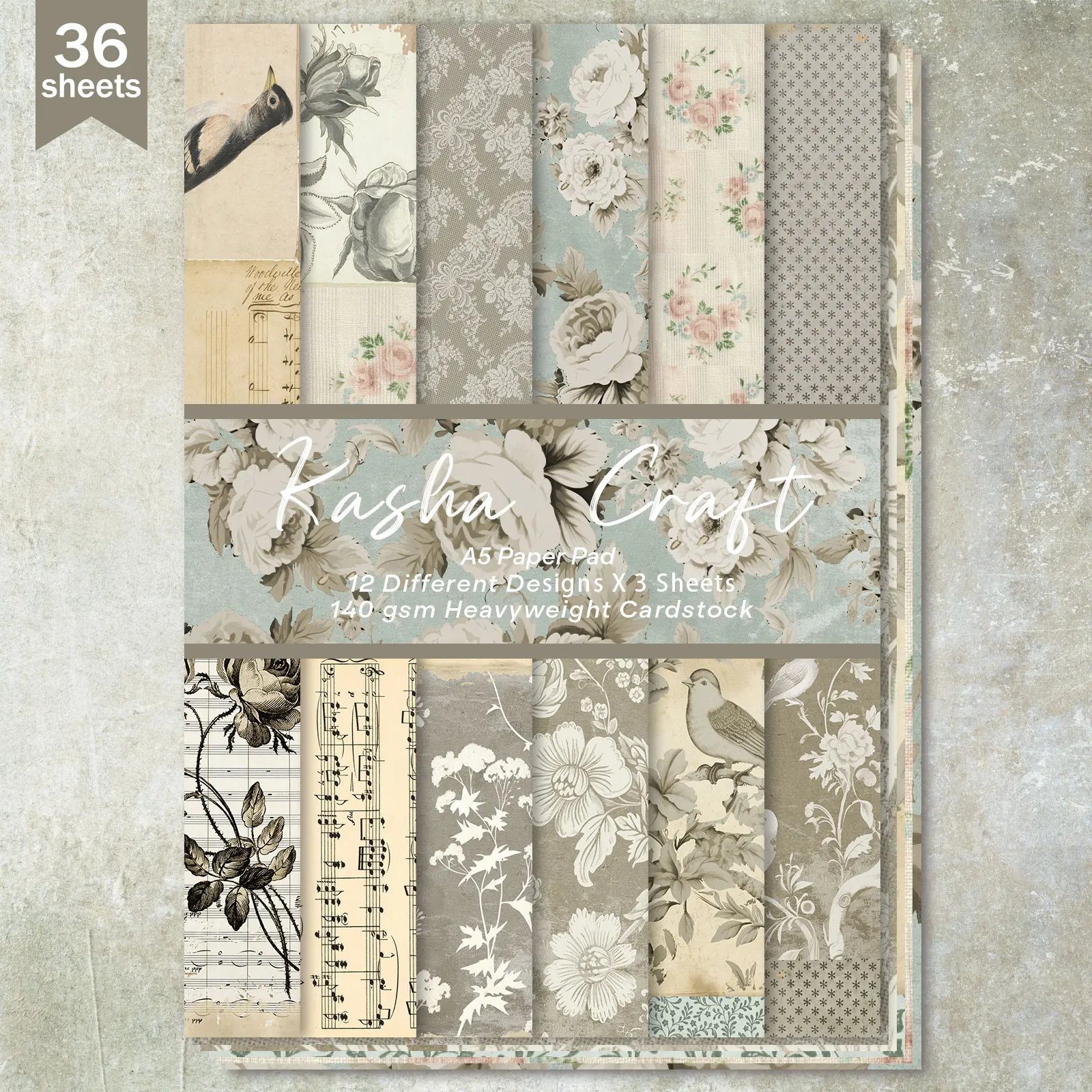 

36 листов формата А5 (американский ретро-цветочный аркуш) для обрезки тонкой бумаги для дневника-пули, мусорного журнала, фон для поздравительной открытки