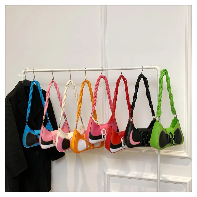 Sac à bandoulière bloc de couleur de Style français 2025, sac à main Chic sous les bras pour femmes, sac à bandoulière tendance d'été avec bordure contrastée